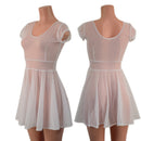 Sheer White Mesh Cap Sleeve Skater Dress - Coquetry Clothing