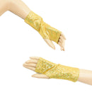 Short Fingerless Gloves in Gold Sparkly Jewel - Coquetry Clothing