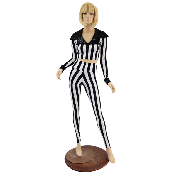 Showtime Collar Crop Top & Leggings Set - 2