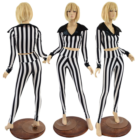 Showtime Collar Crop Top & Leggings Set - Coquetry Clothing