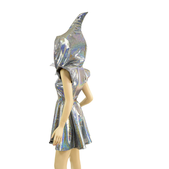 Silver Holographic Sexy Shark Skater Dress - Coquetry Clothing