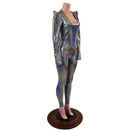 Silver Holographic Sharp Shoulder Catsuit - Coquetry Clothing