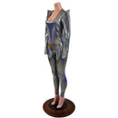 Silver Holographic Sharp Shoulder Catsuit - Coquetry Clothing