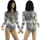 Silver Holographic V Front Color Blocked Stella Romper - Coquetry Clothing