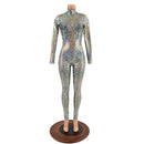Silver Kaleidoscope Catsuit with Back Zipper - Coquetry Clothing