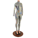 Silver Kaleidoscope Catsuit with Back Zipper - Coquetry Clothing