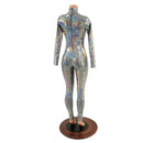 Silver Kaleidoscope Catsuit with Back Zipper - Coquetry Clothing
