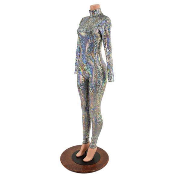 Silver Kaleidoscope Catsuit with Back Zipper - Coquetry Clothing