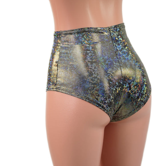 Silver Kaleidoscope High Waist Siren Shorts - Coquetry Clothing