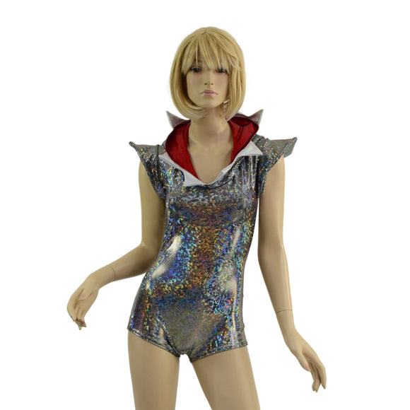 Silver Kaleidoscope Shark Hoodie Romper - Coquetry Clothing