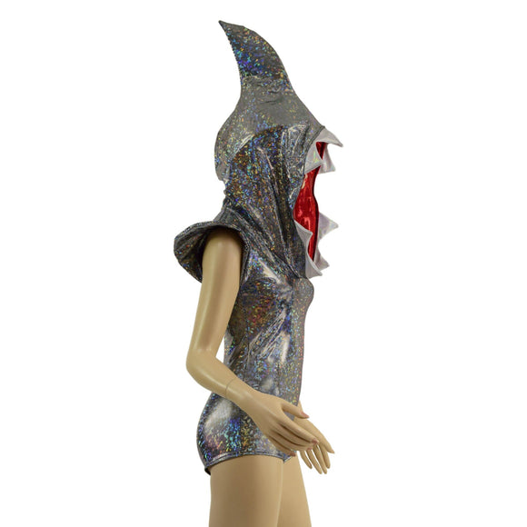 Silver Kaleidoscope Shark Hoodie Romper - Coquetry Clothing
