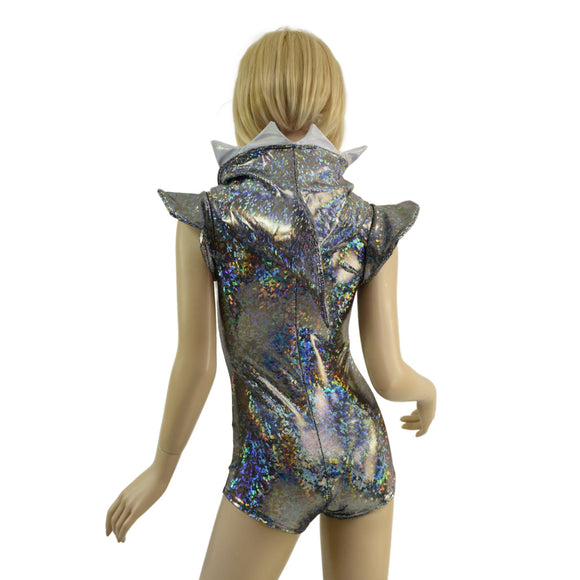 Silver Kaleidoscope Shark Hoodie Romper - Coquetry Clothing