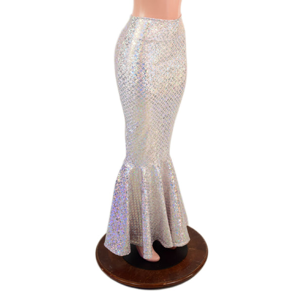 Silver on Pink Scale High Waist Mermaid Skirt - Coquetry Clothing