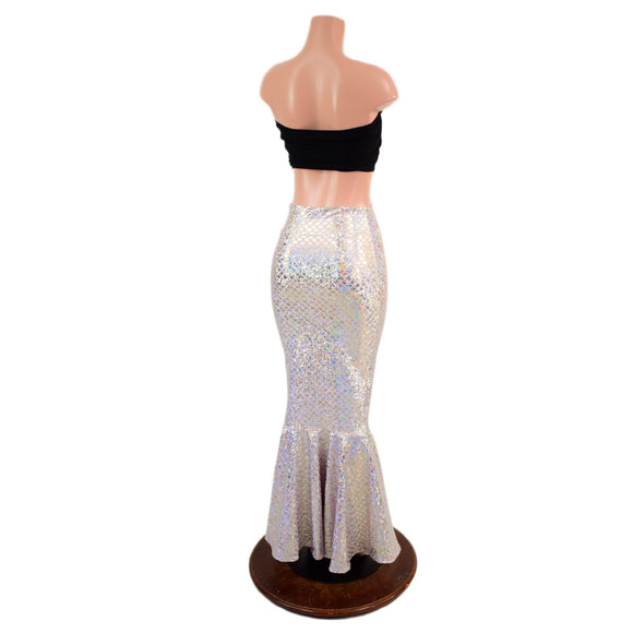 Silver on Pink Scale High Waist Mermaid Skirt - Coquetry Clothing
