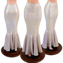 Silver on Pink Scale High Waist Mermaid Skirt - Coquetry Clothing