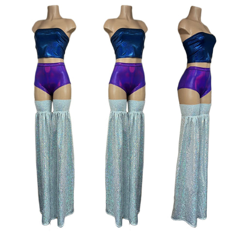 Silver on White Shattered Glass Stilt Covers - Coquetry Clothing