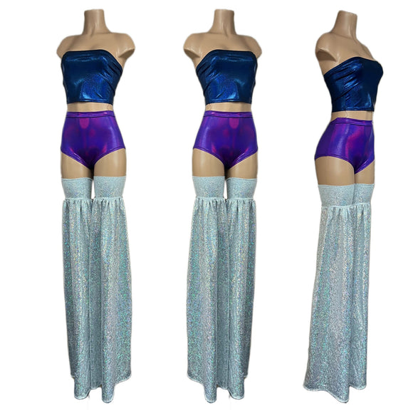 Silver on White Shattered Glass Stilt Covers - Coquetry Clothing