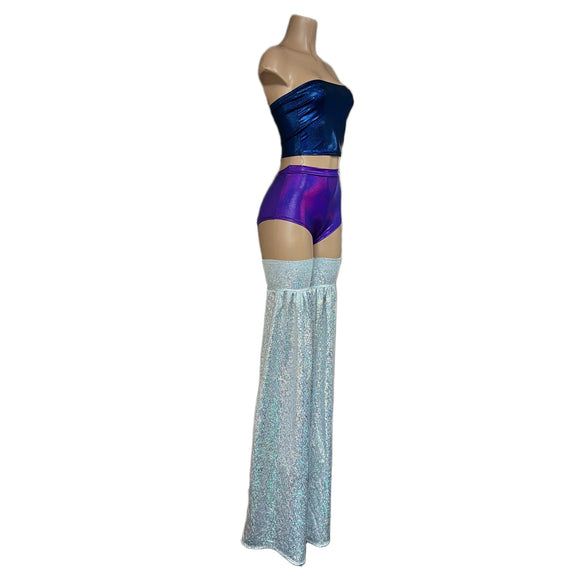 Silver on White Shattered Glass Stilt Covers - Coquetry Clothing