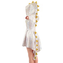 Silver/Pink Dragon Hooded Skater Dress - Coquetry Clothing