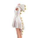 Silver/Pink Dragon Hooded Skater Dress - Coquetry Clothing