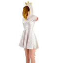 Silver/Pink Dragon Hooded Skater Dress - Coquetry Clothing