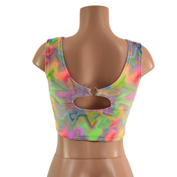 Single Cutout O-Ring Mini Crop Tank in Mirage Velvet - 4