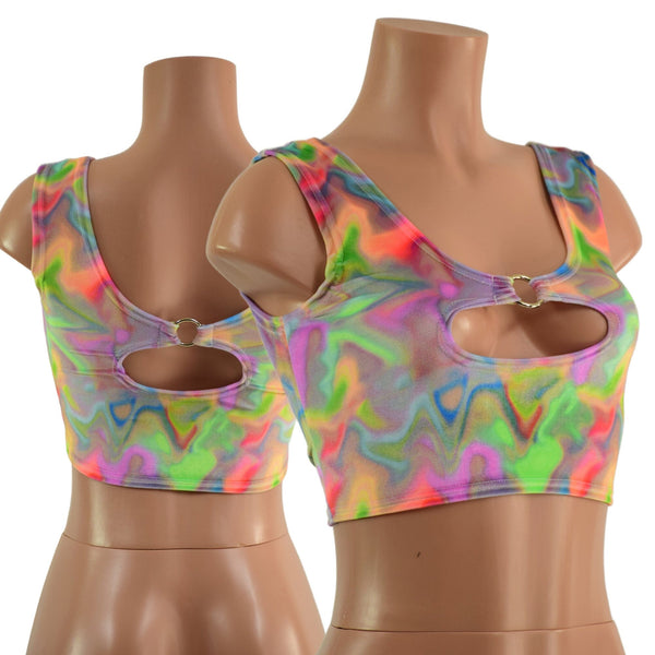 Single Cutout O-Ring Mini Crop Tank in Mirage Velvet - 1