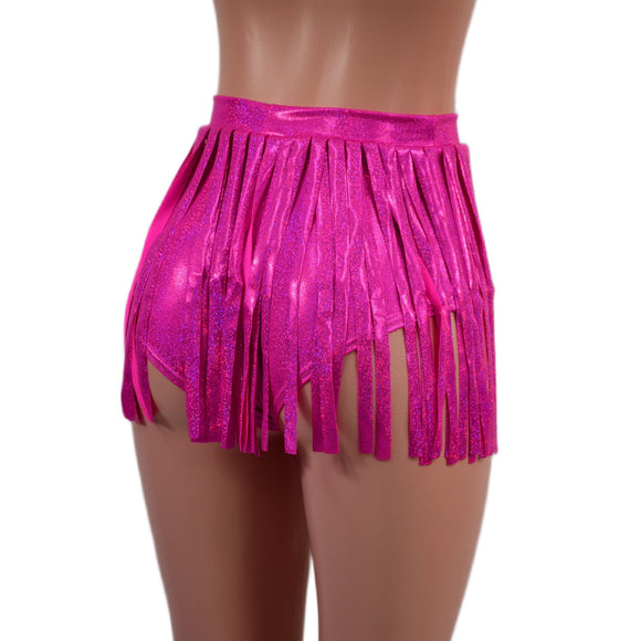 Siren Gladiator Shorts in Neon Pink Sparkly Jewel - Coquetry Clothing