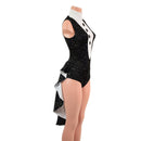 Sleeveless Faux Tux Romper with Tails, Tie, and Turtleneck - Coquetry Clothing