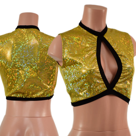 Sleeveless Keyhole Top in Gold Kaleidoscope - Coquetry Clothing