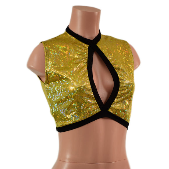 Sleeveless Keyhole Top in Gold Kaleidoscope - Coquetry Clothing