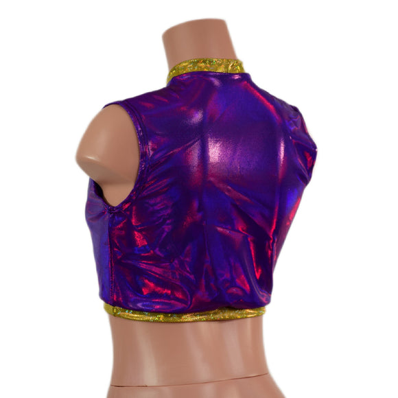 Sleeveless Keyhole Top in Grape Holographic - Coquetry Clothing