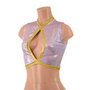 Sleeveless Keyhole Top in Lilac Holographic - Coquetry Clothing