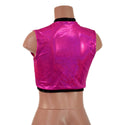 Sleeveless Keyhole Top in Neon Pink Sparkly Jewel - 2