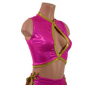 Sleeveless Keyhole Top in Neon Pink Sparkly Jewel - 3