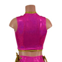 Sleeveless Keyhole Top in Neon Pink Sparkly Jewel - 2