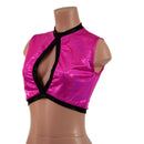 Sleeveless Keyhole Top in Neon Pink Sparkly Jewel - Coquetry Clothing