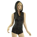Sleeveless Star Noir Romper with Self Lined Hood and Boy Cut Leg - Coquetry Clothing