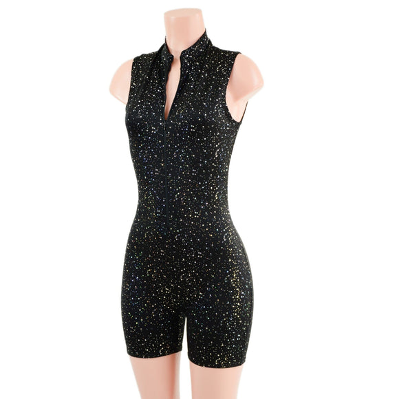 Sleeveless Star Noir Stella Romper with 6" inseam - Coquetry Clothing