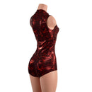 Sleeveless Stella Romper in Primeval Red with Boy Cut Leg - Coquetry Clothing