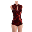 Sleeveless Stella Romper in Primeval Red with Boy Cut Leg - Coquetry Clothing