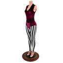 Sleeveless V neck Full Length Catsuit with V Front & Stripes - Coquetry Clothing