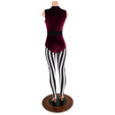 Sleeveless V neck Full Length Catsuit with V Front & Stripes - Coquetry Clothing