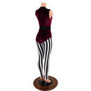 Sleeveless V neck Full Length Catsuit with V Front & Stripes - Coquetry Clothing