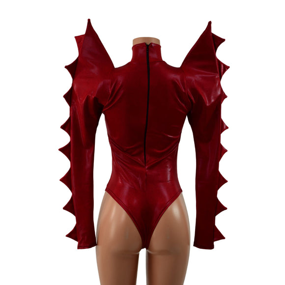 Small Ready to Ship Coagulant Red Spiked Romper with Inverted Cross - Coquetry Clothing