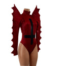 Small Ready to Ship Coagulant Red Spiked Romper with Inverted Cross - Coquetry Clothing