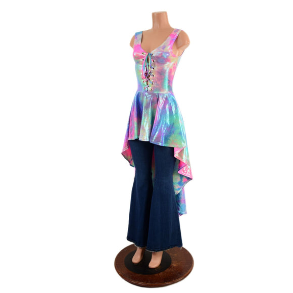 Small Ready to Ship Cotton Candy Hi Lo Peplum Tank Top - Coquetry Clothing