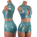 Small Ready to Ship High Waist Pinup Shorts and Keyhole Top Set - Coquetry Clothing