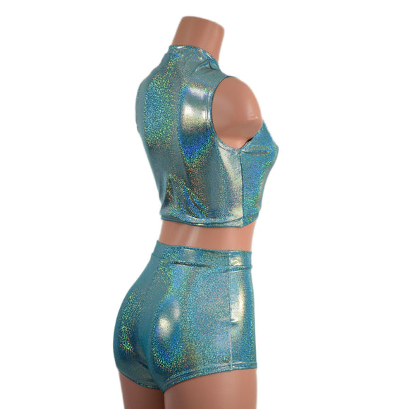 Small Ready to Ship High Waist Pinup Shorts and Keyhole Top Set - Coquetry Clothing