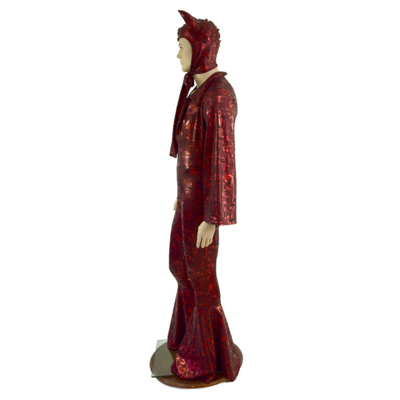 Small Ready to Ship Mens Primeval Red Devil Suit and Horned Bonnet - Coquetry Clothing